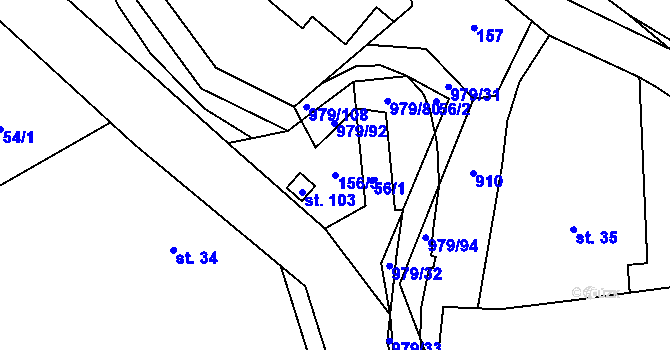 Parcela st. 156/3 v KÚ Dlouhá Ves u Rychnova nad Kněžnou, Katastrální mapa
