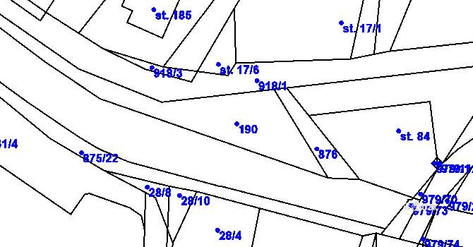Parcela st. 190 v KÚ Dlouhá Ves u Rychnova nad Kněžnou, Katastrální mapa