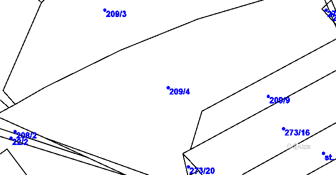 Parcela st. 209/4 v KÚ Dlouhá Ves u Rychnova nad Kněžnou, Katastrální mapa
