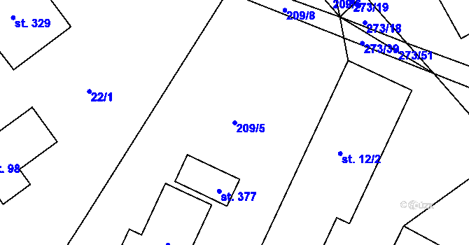 Parcela st. 209/5 v KÚ Dlouhá Ves u Rychnova nad Kněžnou, Katastrální mapa