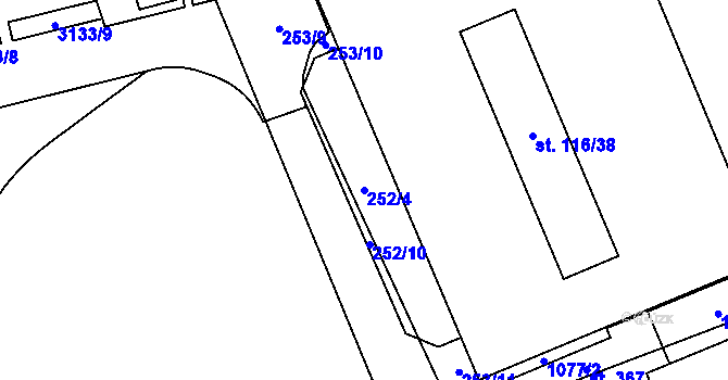 Parcela st. 252/4 v KÚ Dlouhá Ves u Rychnova nad Kněžnou, Katastrální mapa