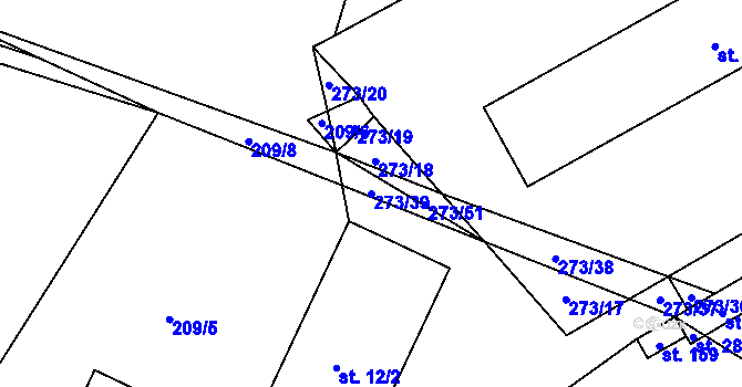 Parcela st. 273/39 v KÚ Dlouhá Ves u Rychnova nad Kněžnou, Katastrální mapa