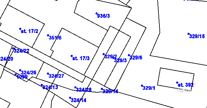 Parcela st. 329/2 v KÚ Dlouhá Ves u Rychnova nad Kněžnou, Katastrální mapa