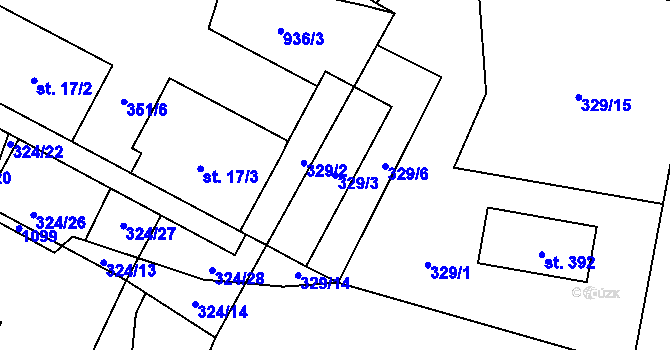 Parcela st. 329/3 v KÚ Dlouhá Ves u Rychnova nad Kněžnou, Katastrální mapa