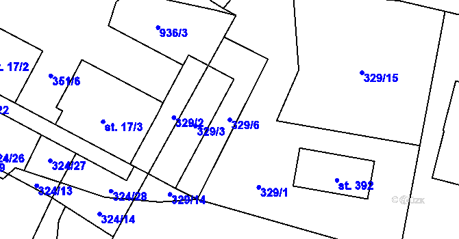 Parcela st. 329/6 v KÚ Dlouhá Ves u Rychnova nad Kněžnou, Katastrální mapa