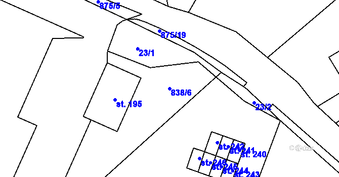 Parcela st. 838/6 v KÚ Dlouhá Ves u Rychnova nad Kněžnou, Katastrální mapa