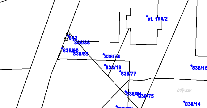 Parcela st. 838/74 v KÚ Dlouhá Ves u Rychnova nad Kněžnou, Katastrální mapa