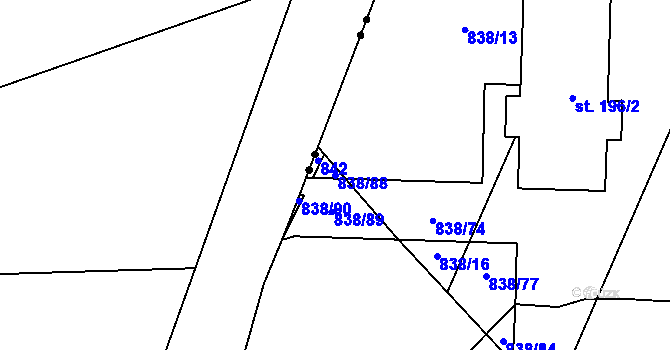 Parcela st. 838/88 v KÚ Dlouhá Ves u Rychnova nad Kněžnou, Katastrální mapa
