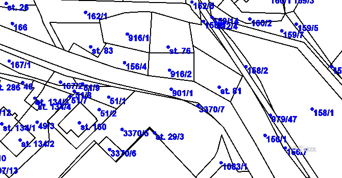 Parcela st. 901/1 v KÚ Dlouhá Ves u Rychnova nad Kněžnou, Katastrální mapa