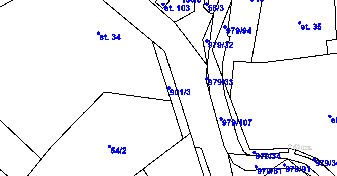Parcela st. 901/3 v KÚ Dlouhá Ves u Rychnova nad Kněžnou, Katastrální mapa