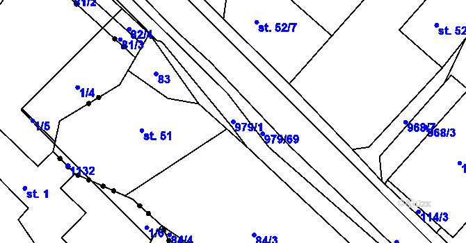 Parcela st. 979/1 v KÚ Dlouhá Ves u Rychnova nad Kněžnou, Katastrální mapa
