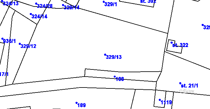 Parcela st. 329/13 v KÚ Dlouhá Ves u Rychnova nad Kněžnou, Katastrální mapa