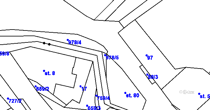Parcela st. 978/5 v KÚ Dlouhá Ves u Rychnova nad Kněžnou, Katastrální mapa