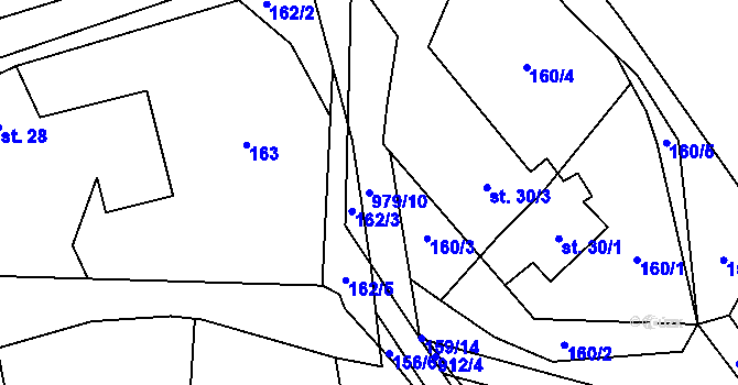 Parcela st. 979/10 v KÚ Dlouhá Ves u Rychnova nad Kněžnou, Katastrální mapa