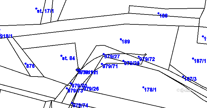 Parcela st. 979/27 v KÚ Dlouhá Ves u Rychnova nad Kněžnou, Katastrální mapa