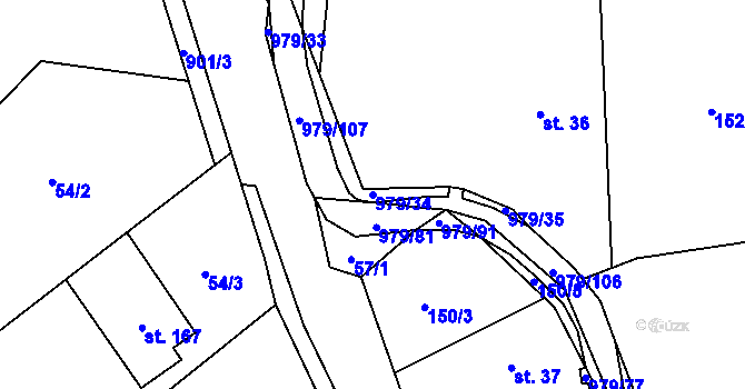 Parcela st. 979/34 v KÚ Dlouhá Ves u Rychnova nad Kněžnou, Katastrální mapa