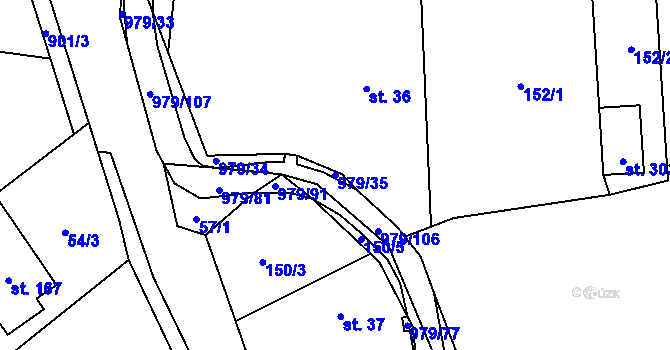 Parcela st. 979/35 v KÚ Dlouhá Ves u Rychnova nad Kněžnou, Katastrální mapa