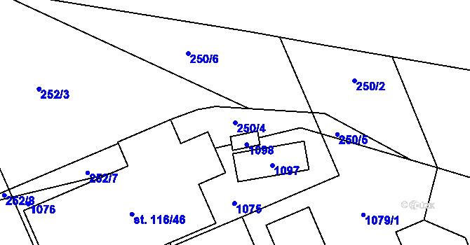 Parcela st. 250/4 v KÚ Dlouhá Ves u Rychnova nad Kněžnou, Katastrální mapa