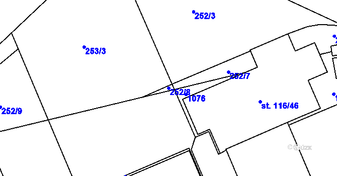 Parcela st. 252/8 v KÚ Dlouhá Ves u Rychnova nad Kněžnou, Katastrální mapa