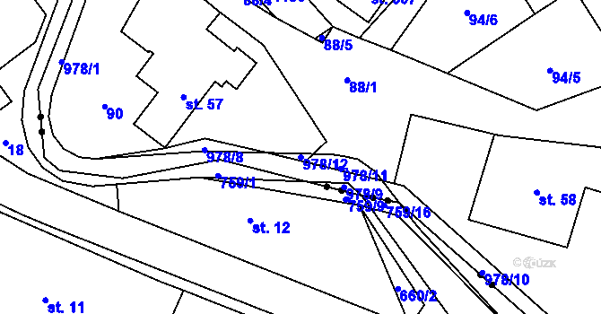 Parcela st. 978/12 v KÚ Dlouhá Ves u Rychnova nad Kněžnou, Katastrální mapa