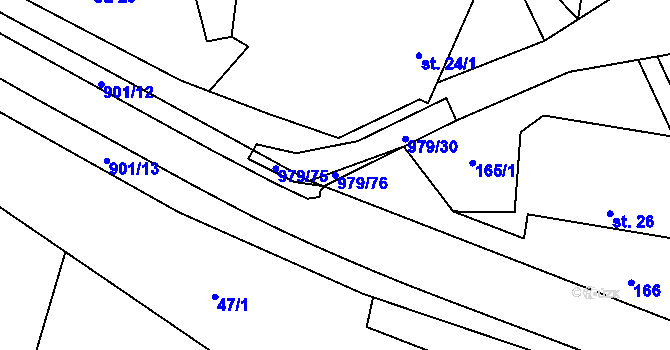 Parcela st. 979/76 v KÚ Dlouhá Ves u Rychnova nad Kněžnou, Katastrální mapa