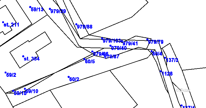 Parcela st. 979/87 v KÚ Dlouhá Ves u Rychnova nad Kněžnou, Katastrální mapa