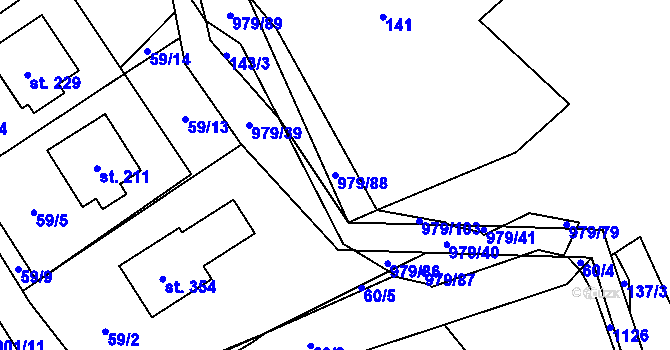 Parcela st. 979/88 v KÚ Dlouhá Ves u Rychnova nad Kněžnou, Katastrální mapa