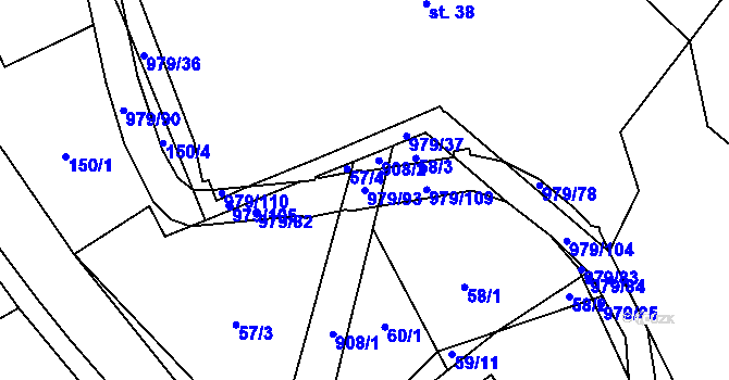 Parcela st. 979/93 v KÚ Dlouhá Ves u Rychnova nad Kněžnou, Katastrální mapa