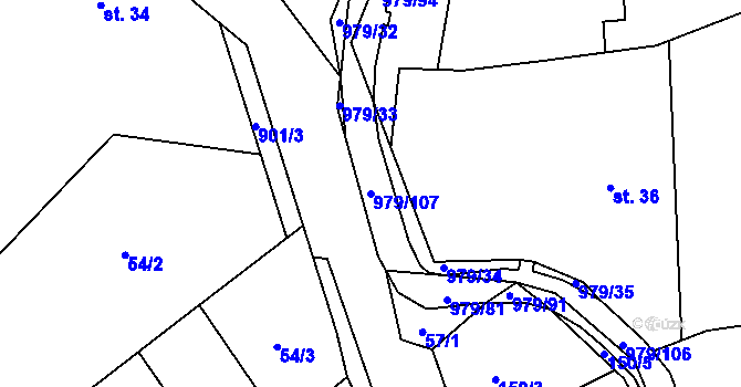 Parcela st. 979/107 v KÚ Dlouhá Ves u Rychnova nad Kněžnou, Katastrální mapa