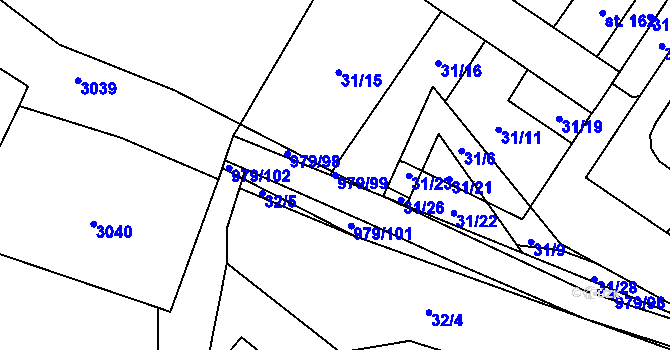 Parcela st. 979/99 v KÚ Dlouhá Ves u Rychnova nad Kněžnou, Katastrální mapa