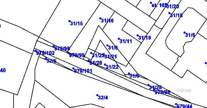 Parcela st. 31/21 v KÚ Dlouhá Ves u Rychnova nad Kněžnou, Katastrální mapa
