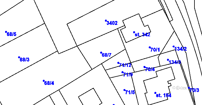 Parcela st. 68/7 v KÚ Dlouhá Ves u Rychnova nad Kněžnou, Katastrální mapa