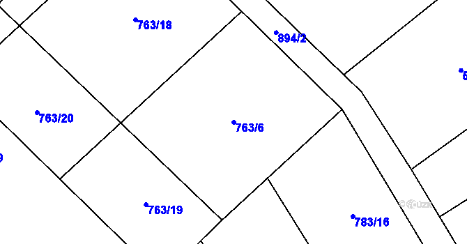 Parcela st. 763/6 v KÚ Dlouhá Ves u Rychnova nad Kněžnou, Katastrální mapa