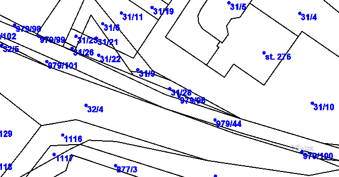 Parcela st. 31/28 v KÚ Dlouhá Ves u Rychnova nad Kněžnou, Katastrální mapa
