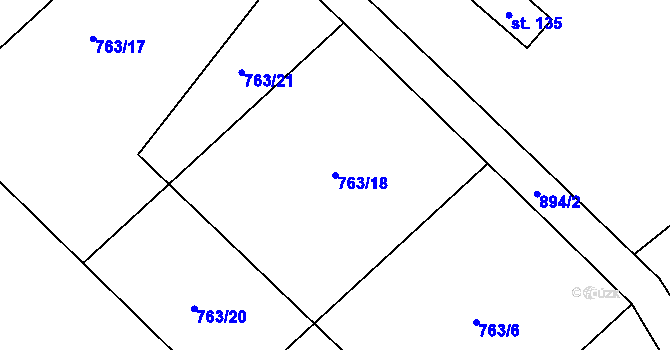 Parcela st. 763/18 v KÚ Dlouhá Ves u Rychnova nad Kněžnou, Katastrální mapa