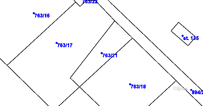 Parcela st. 763/21 v KÚ Dlouhá Ves u Rychnova nad Kněžnou, Katastrální mapa
