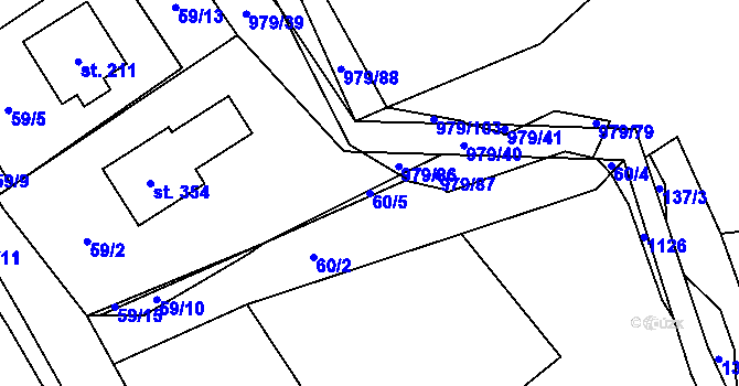 Parcela st. 60/5 v KÚ Dlouhá Ves u Rychnova nad Kněžnou, Katastrální mapa