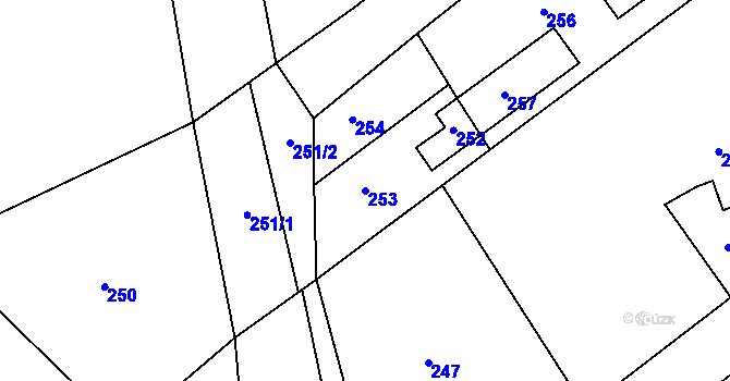 Parcela st. 253 v KÚ Dlouhé na Moravě, Katastrální mapa