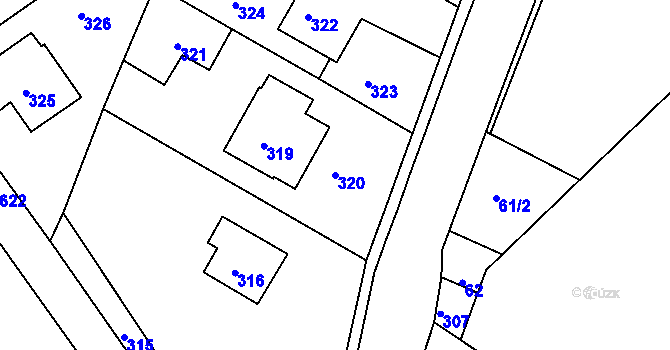 Parcela st. 320 v KÚ Dlouhé na Moravě, Katastrální mapa