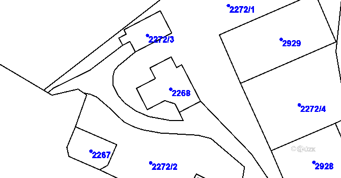 Parcela st. 2268 v KÚ Dlouhé na Moravě, Katastrální mapa
