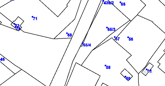 Parcela st. 65/4 v KÚ Dlouhé na Moravě, Katastrální mapa