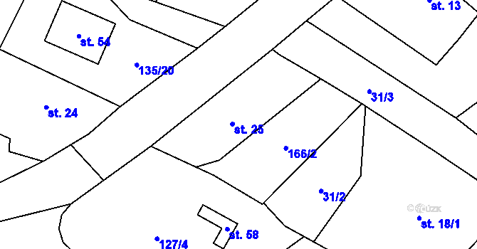 Parcela st. 25 v KÚ Dlouhé Dvory, Katastrální mapa