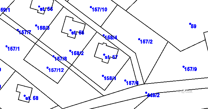 Parcela st. 57 v KÚ Benkov, Katastrální mapa