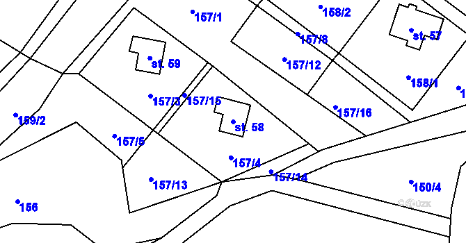 Parcela st. 58 v KÚ Benkov, Katastrální mapa