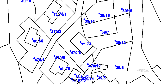 Parcela st. 74 v KÚ Benkov, Katastrální mapa