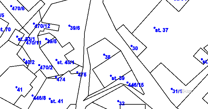Parcela st. 38 v KÚ Benkov, Katastrální mapa