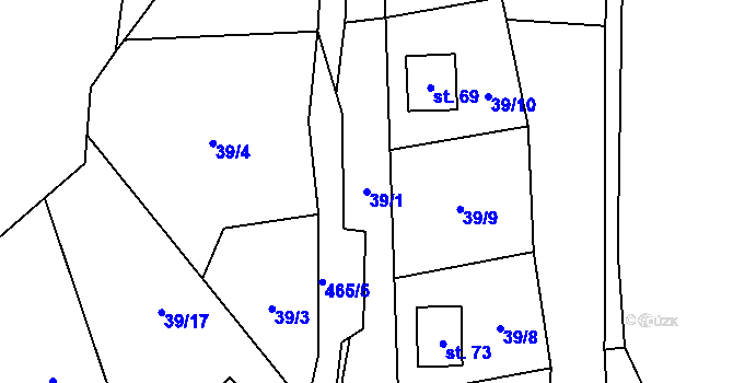 Parcela st. 39/1 v KÚ Benkov, Katastrální mapa
