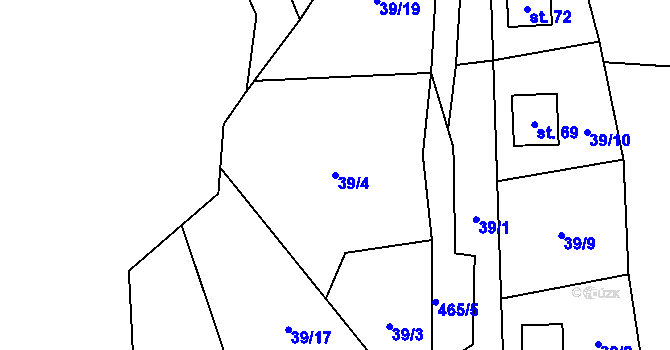 Parcela st. 39/4 v KÚ Benkov, Katastrální mapa