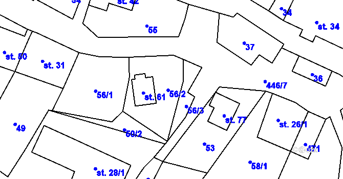 Parcela st. 56/2 v KÚ Benkov, Katastrální mapa