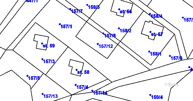 Parcela st. 157/1 v KÚ Benkov, Katastrální mapa